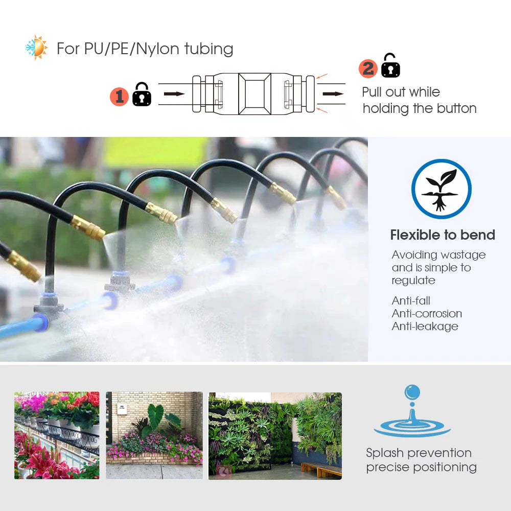 360° Free Rotate Adjustment Flexible Brass Spray Watering System Garden Cooling Pump Irrigation Set Quick Connection Interface