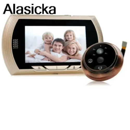 Smart digital door station camera kit with cream monitor and round doorbell camera