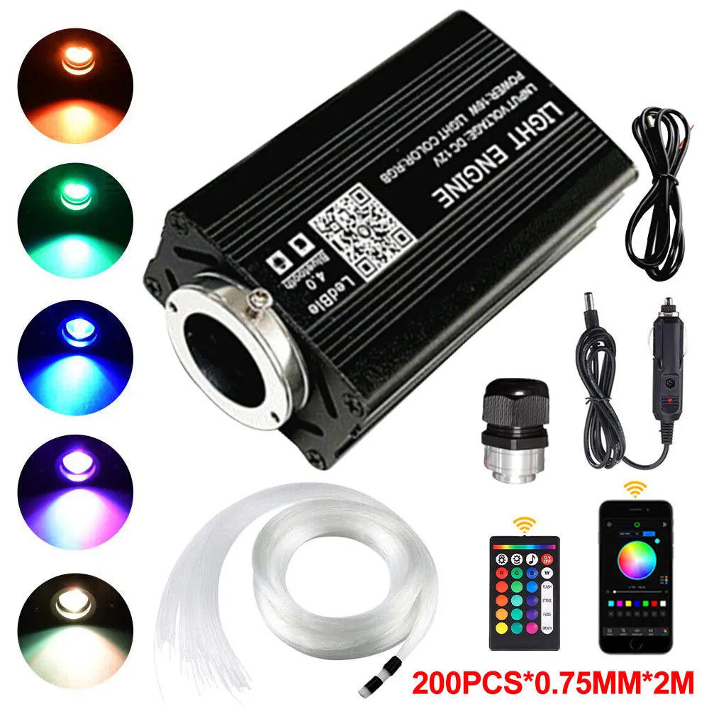 Fiber Optic Star Ceiling Kit - RGB Music Control with 16W LED Light Engine 200pcs-0.75mm-2m 16W Tidesmit