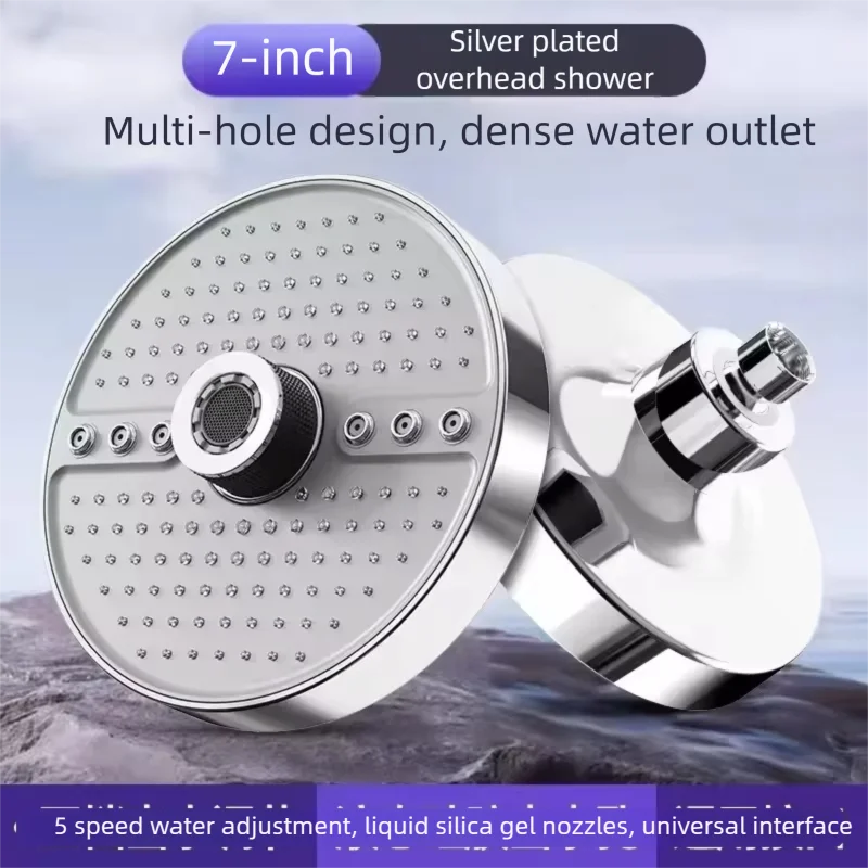 5 Mode Adjustable Rain Shower Head High Pressure Large Flow Ceiling Mounted Spray Portable Shower Nozzle for Home Hotel Bathroom