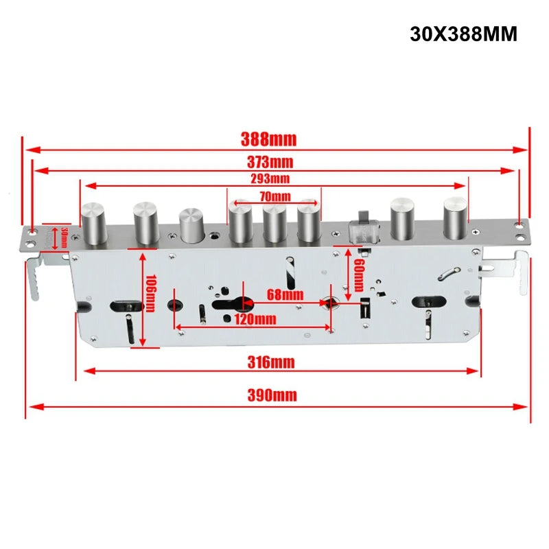 EGFirtor Metal Stainless Steel Electronic Lock Body Fingerprint Lock 240X24MM Square Bolt And Cylindrical Bolt