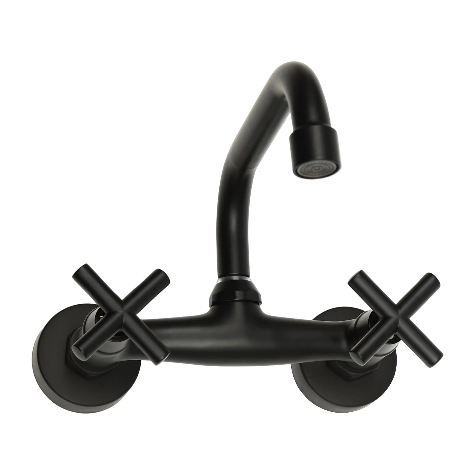 2-Handle Wall Mount 2-hole Bathroom Faucet Black, Copper & Ceramic 14.5-16.5cm Mounting Hole Distance 360° Rotatable