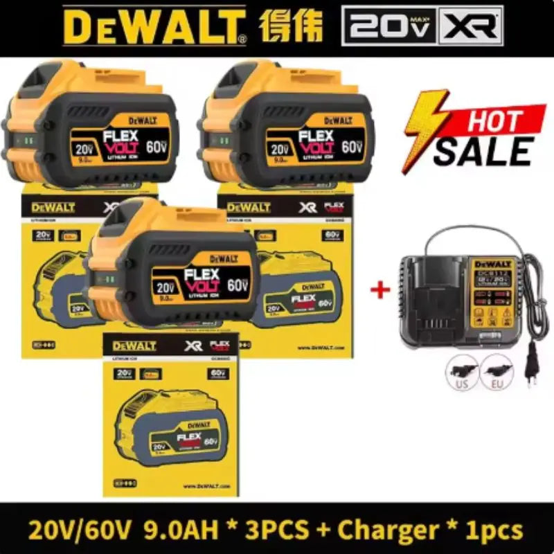 DeWALT 100% Original Battery 20V/60V 6Ah 9Ah MAX FlexVolt for DCB606 DCB205 DCB206 DCB209 DCB182 Power Tool with Charger