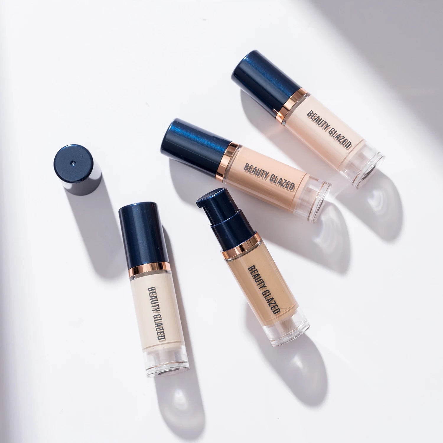 Tidesmit Beauty Glazed 6 color liquid foundation and concealer texture close-up for full coverage waterproof makeup