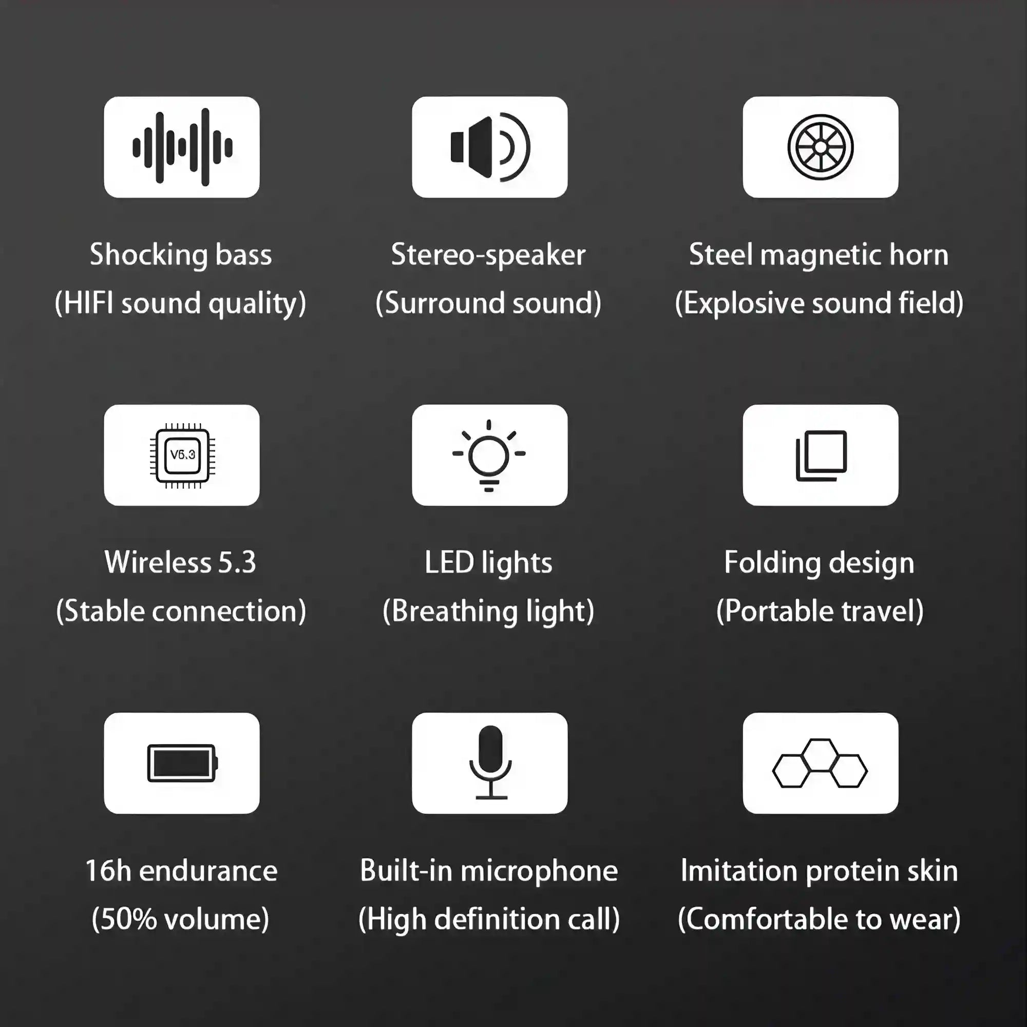 Wireless Foldable Over-Ear Headphones with Active Noise Cancellation Tidesmit