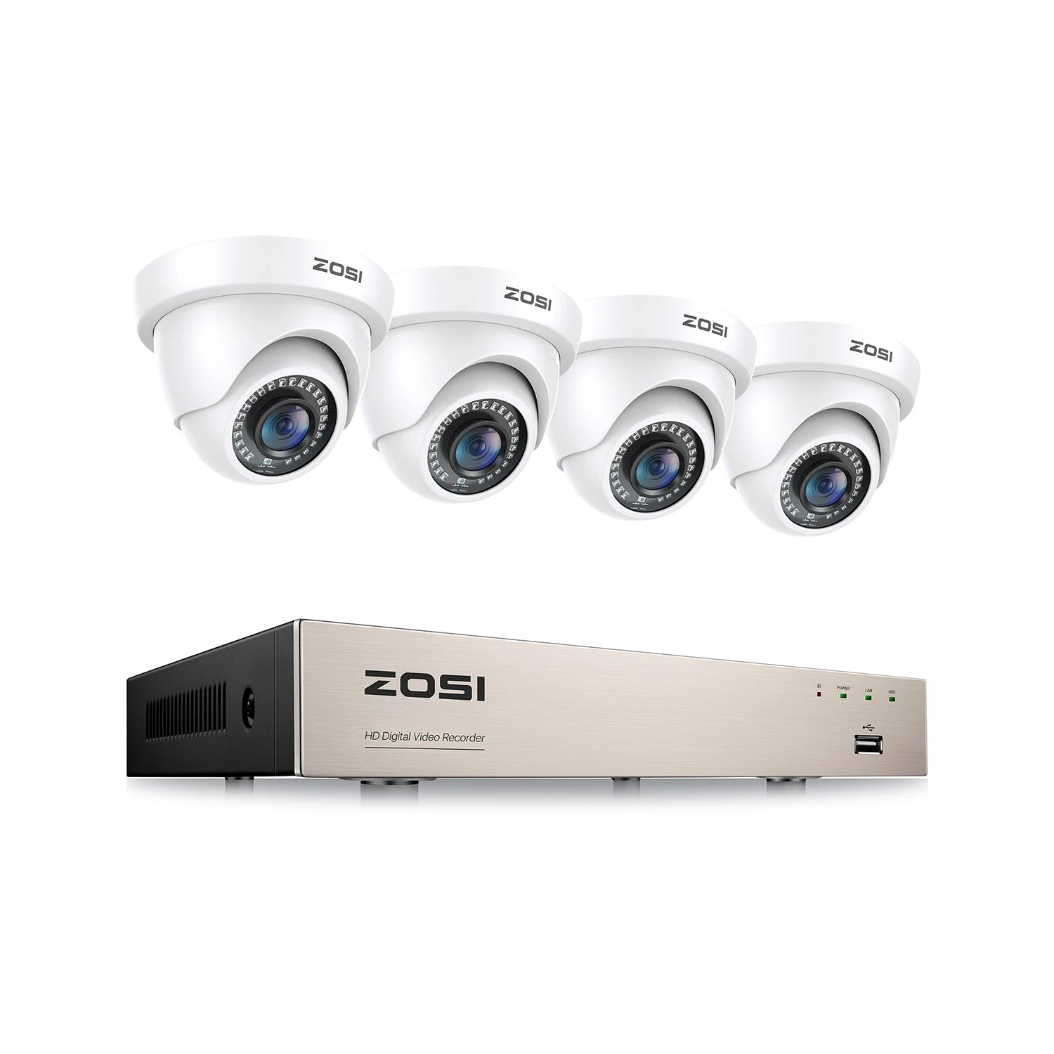 ZOSI 8CH 1080P Wired Security Camera System H.265+ 8CH 5MP Lite HD CCTV DVR Recorder 2MP Indoor/Outdoor Dome Surveillance Camera