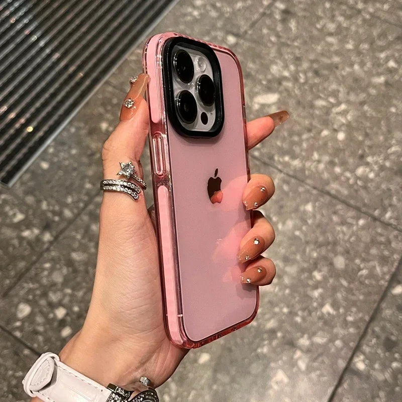Shockproof iPhone Case with Airbag Bumper - Clear Slim Fit Protection Pink Tidesmit