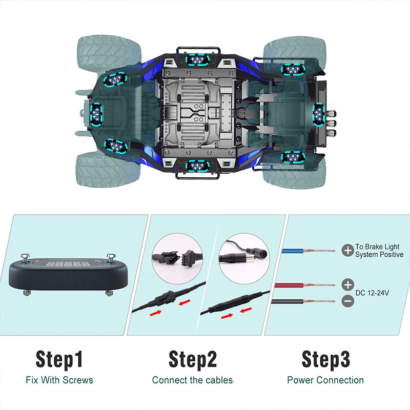 LED Rock Lights for Trucks | 4-12 Pod RGB App-Controlled Underglow Kit Tidesmit