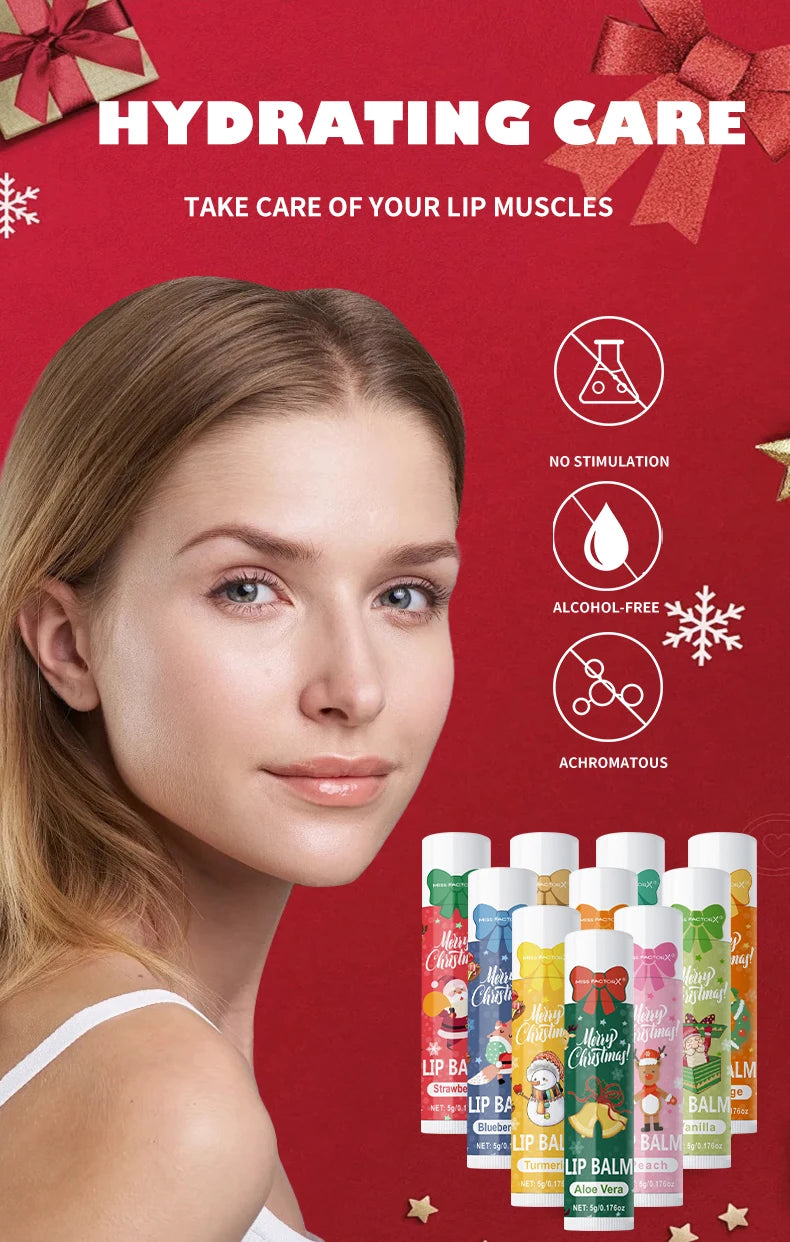Hydrating Lip Balm Gift Set - 10 Piece Nourishing Christmas Care Kit Lip Care Tidesmit