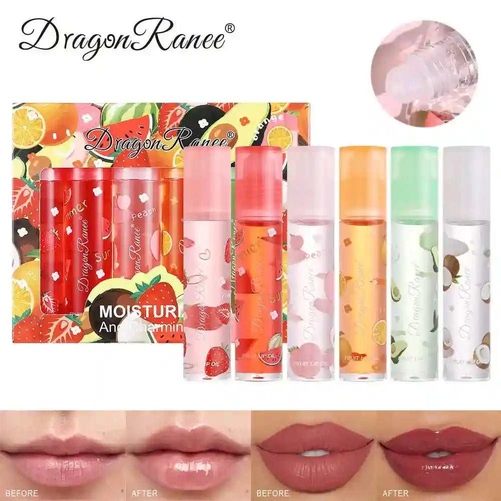 Strawberry Lip Gloss Set - 6 Pack Moisturizing Lip Treatment Oil Lip Care Tidesmit