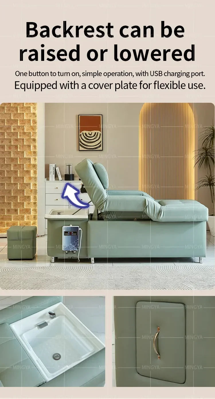 Electric Shampoo Massage Bed - Professional Salon Recliner with Heat Massage Chairs Tidesmit