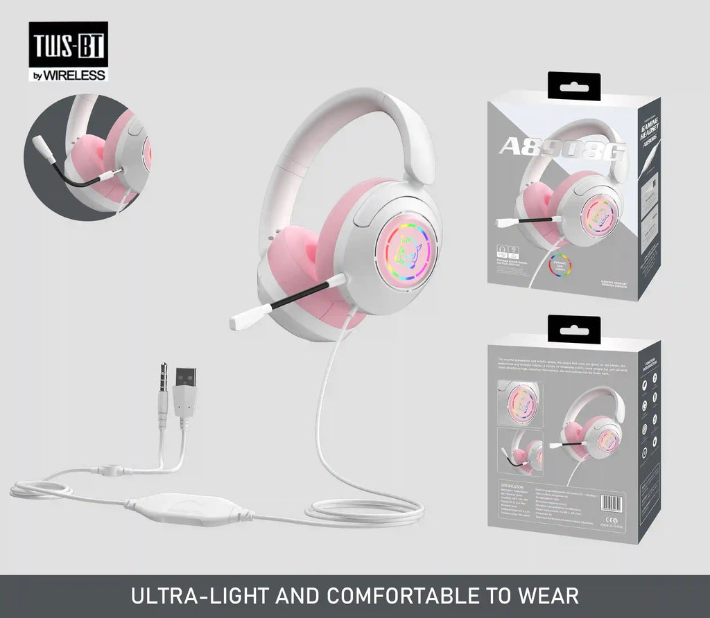 Wired Gaming Headset with Noise Cancelling Mic - Over-Ear Design Tidesmit