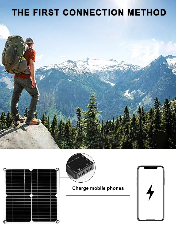 Portable Solar System Kit 15000W Peak 12V 24V To 110V 220V Inverter 3 Universal Sockets 300W Panel 100A Controller for Home RV