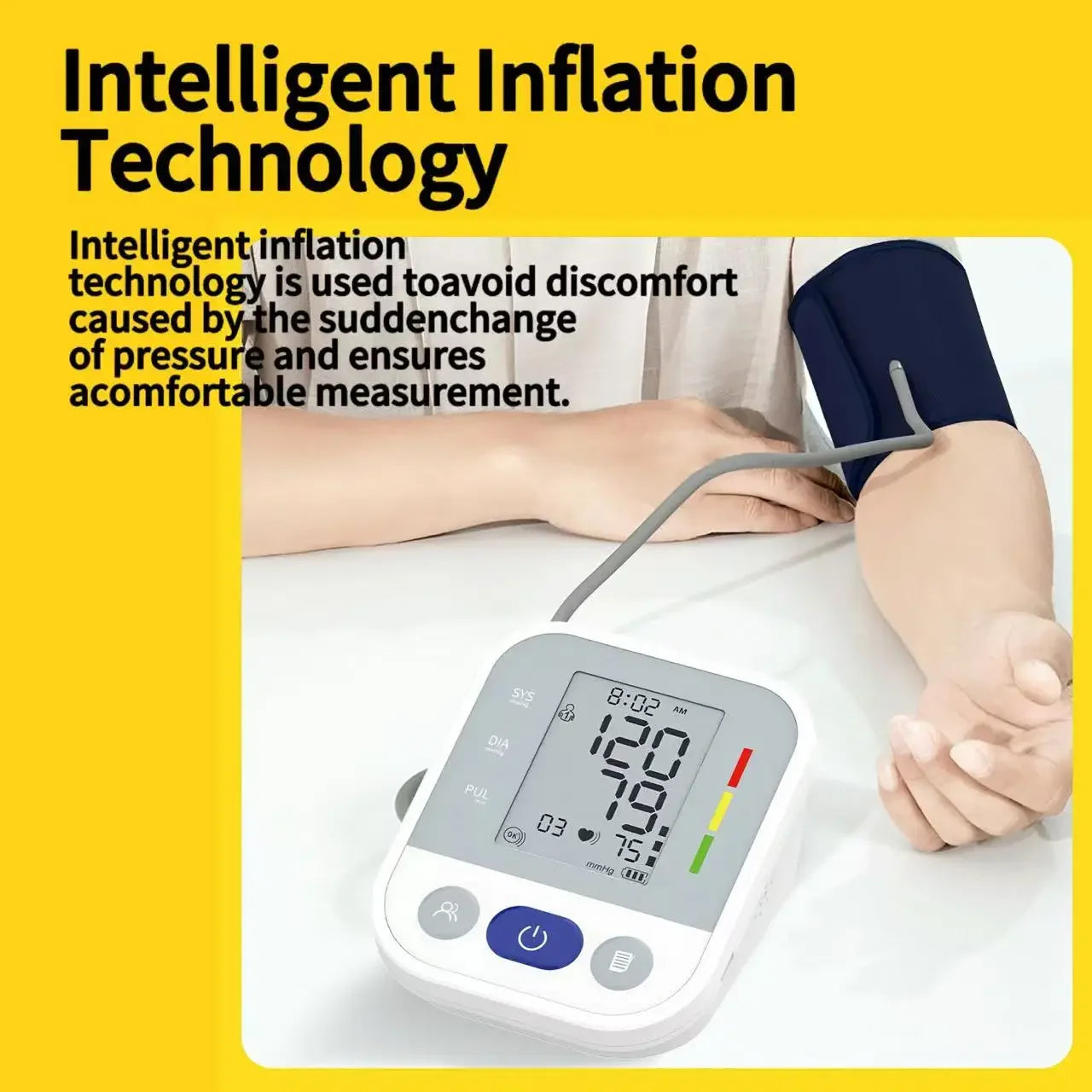 Automatic Upper Arm Blood Pressure Monitor Medical High Precision BP Tester Smart Digital Sphygmomanometer for Home Hospital
