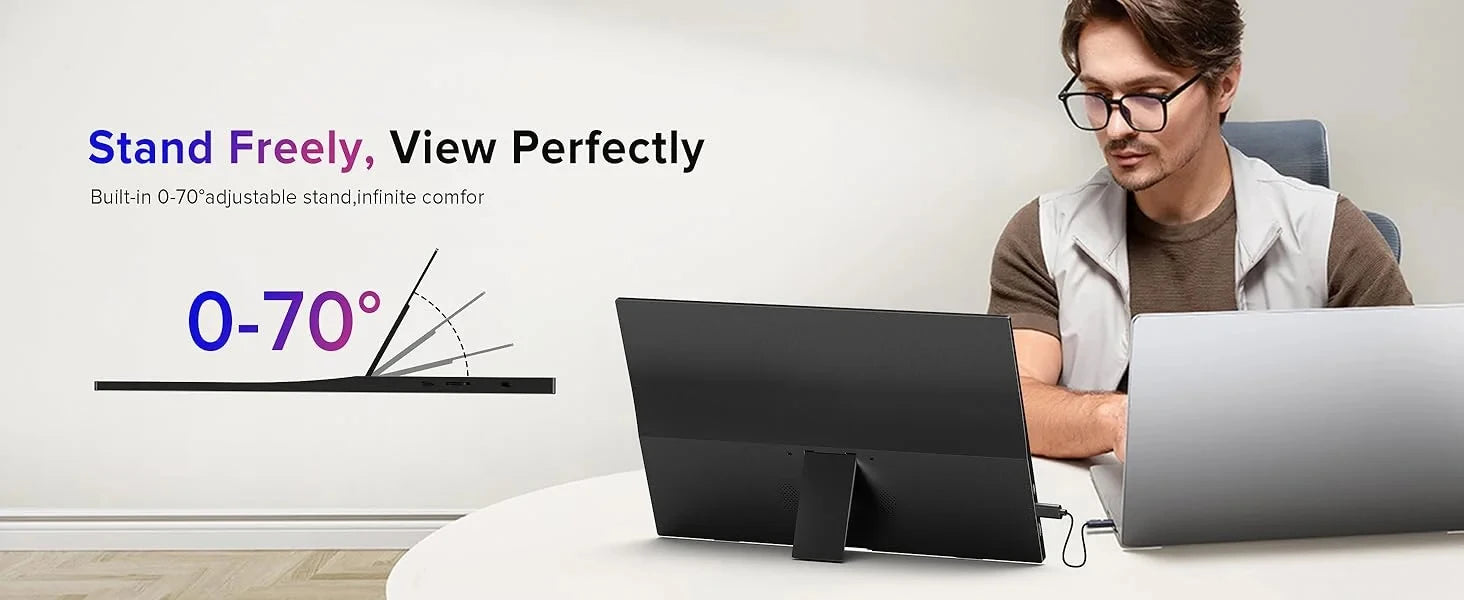 AHXJKA 15.6” Portable Monitor 60HZ IPS USB-C HDMI 250Cd/m² For Laptop XBox PS4 / 5 Switch TV Cell Phone PC Extension Mobile