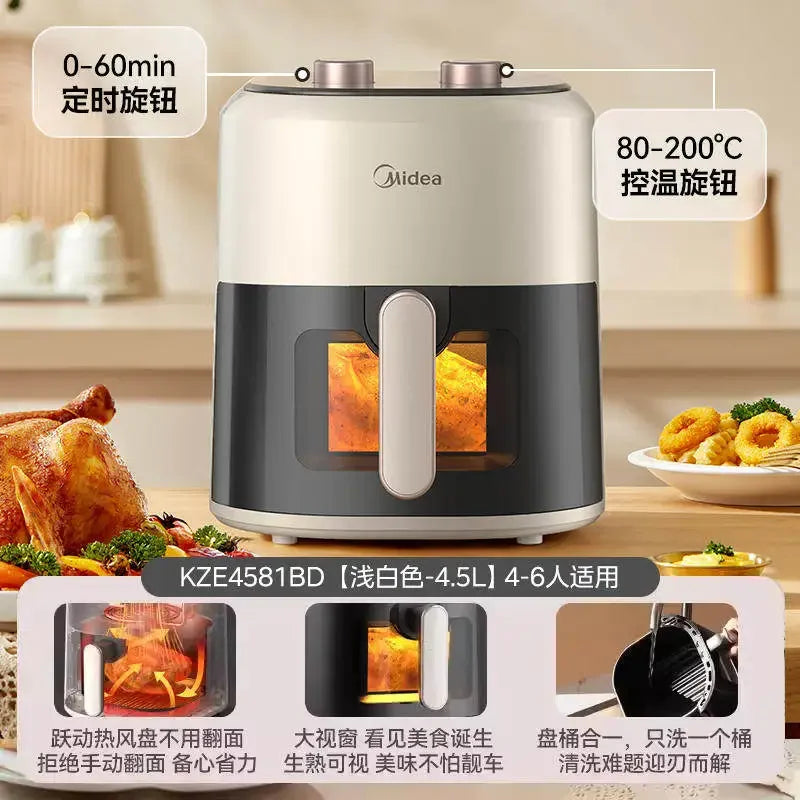 220V New Arrival Midea Home Use Large Capacity Visual Air Fryer Integrates Electric Oven And Deep Fryer No Flip Cooking Machine