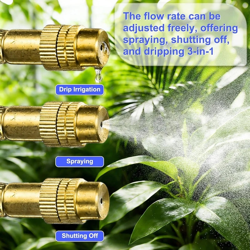 Drip Irrigation Kit, 360-Degree Bending Dropper, for Misting System Copper Nozzle Garden Plant Lawn Patio