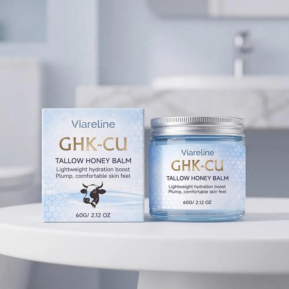 Viareline GHK‑CU Tallow Honey Moisturizing Balm, Copper Peptide Skin Barrier Repair Cream, Gentle Fast‑Absorbing Lotion