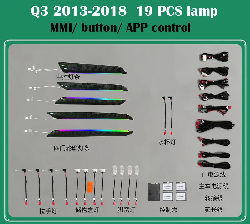 Audi Interior Ambient LED Lighting Kit | Premium Dashboard Glow Q3 13-18 Tidesmit