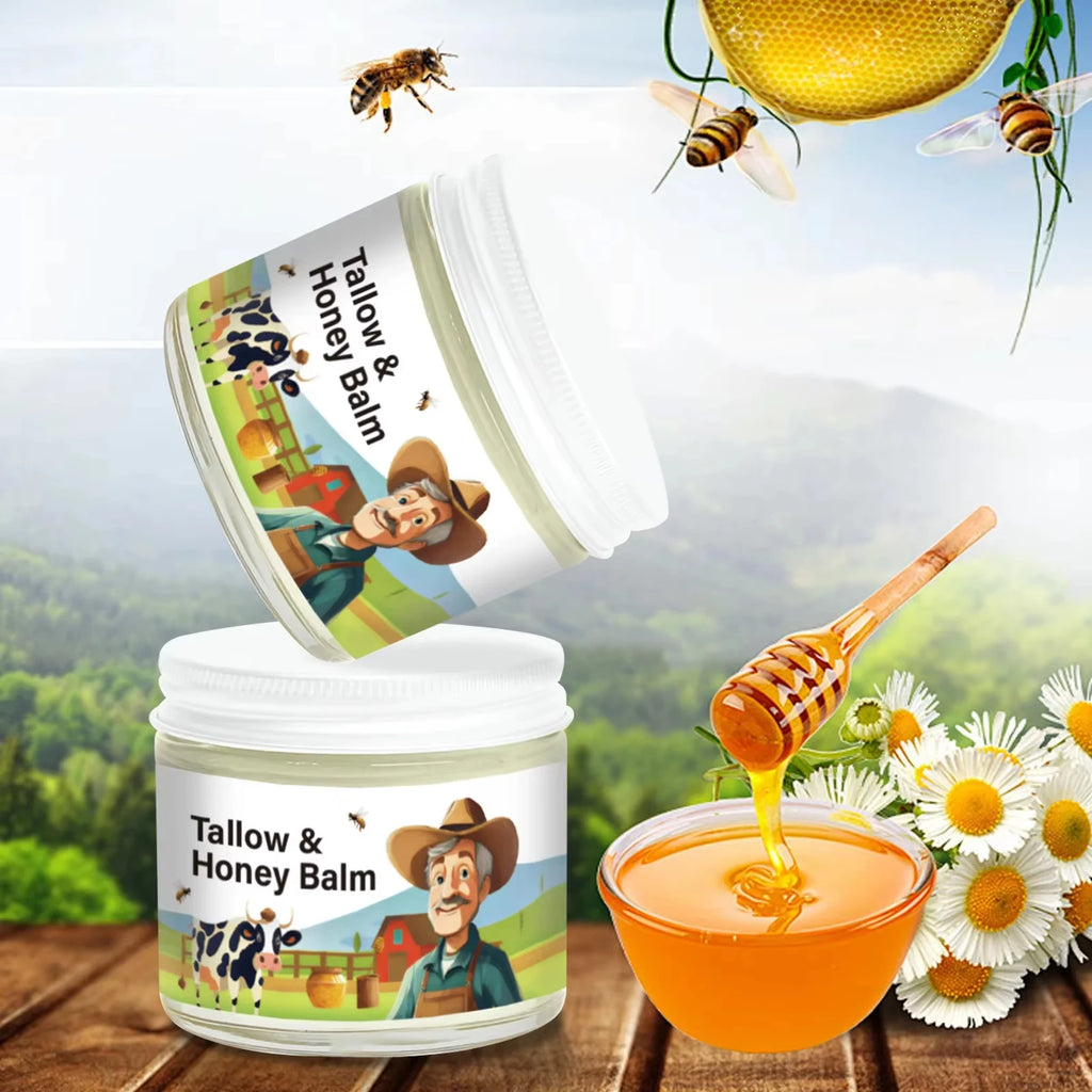 Hydrating Tallow & Honey Balm Skin Nourishing Smoothing Delicate Moisturizer to Improve Texture for Soft Firm Skin Daily Skincar