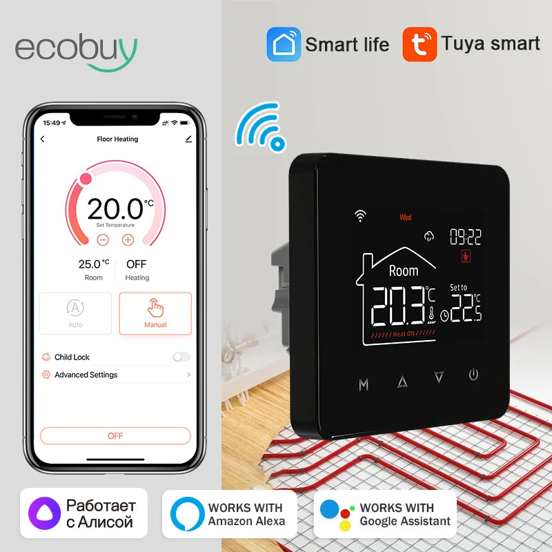 Tuya Smart Home Wifi Thermostat For Underfloor Heating Smart Thermostat Boiler Temperature Controller 220V Alexa Google Home