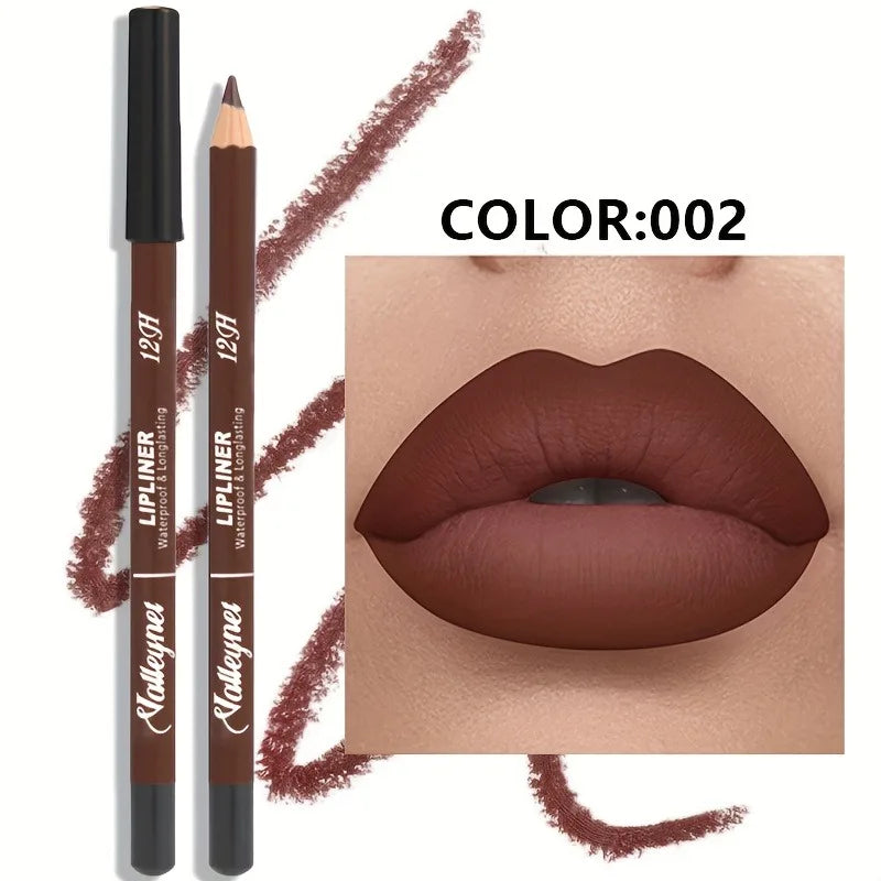 6-color velvet matte lip liner set, long-lasting waterproof brown lipliner pencil for smooth, defined lip makeup.