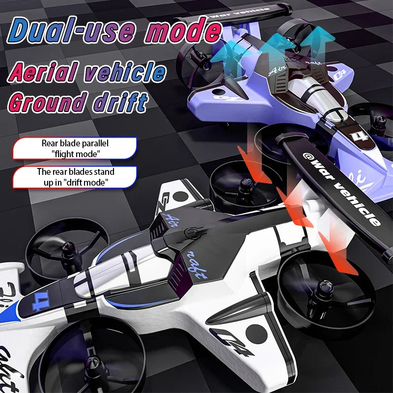 2-in-1 RC Stunt Drone Car - Foldable Aerial and Ground Vehicle White Violet Tidesmit