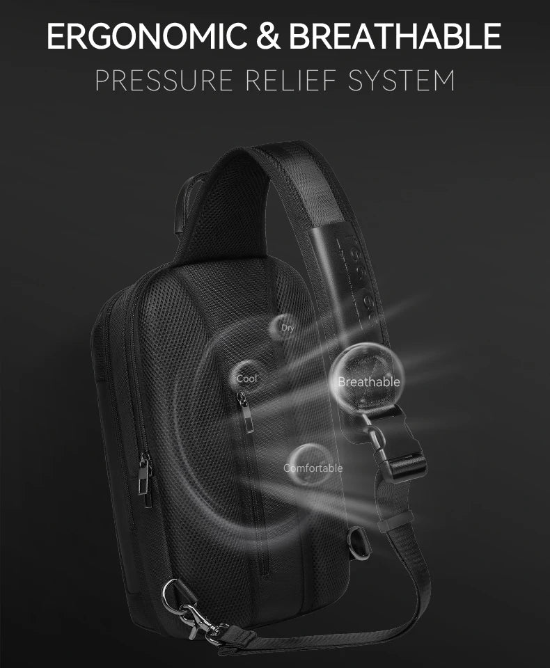 ReeYee N6 6L Sling Chest Bag, Combination Lock Security Crossbody Pack, Unique Design with Smart Organization Compartments