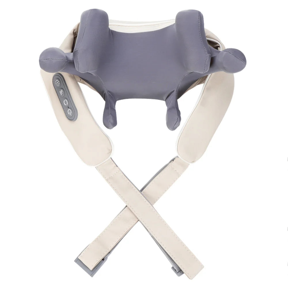 Wireless Neck and Shoulder Massager - 8-Head Deep Tissue Shiatsu Back Massage Instrument White Tidesmit