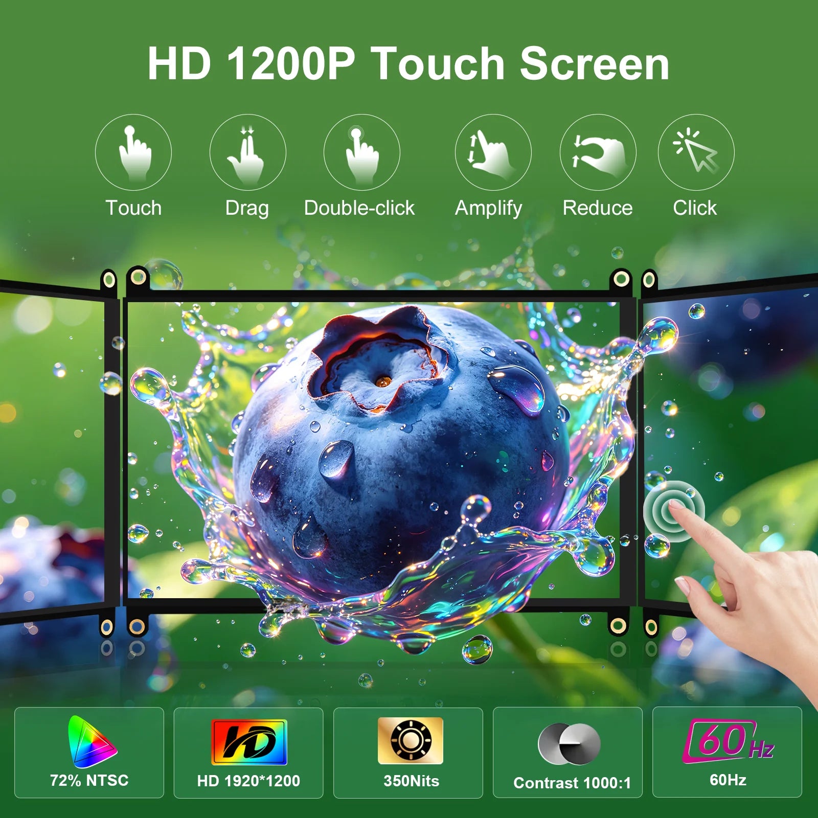 8 Inch Raspberry Pi Touch Monitor 1920×1200 IPS 10-Point Touch Screen Dual Speaker HDMI Display for Pi 5/4B/3B PC DIY Case 3D