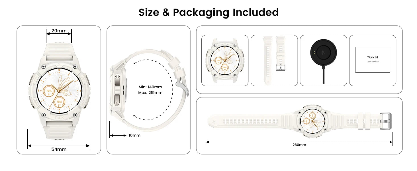 KOSPET TANK S2 GPS Smart Watch For Women Compass Altimeter Barometer Bluetooth Call AI Voice AMOLED IP69K Waterproof Smartwatch