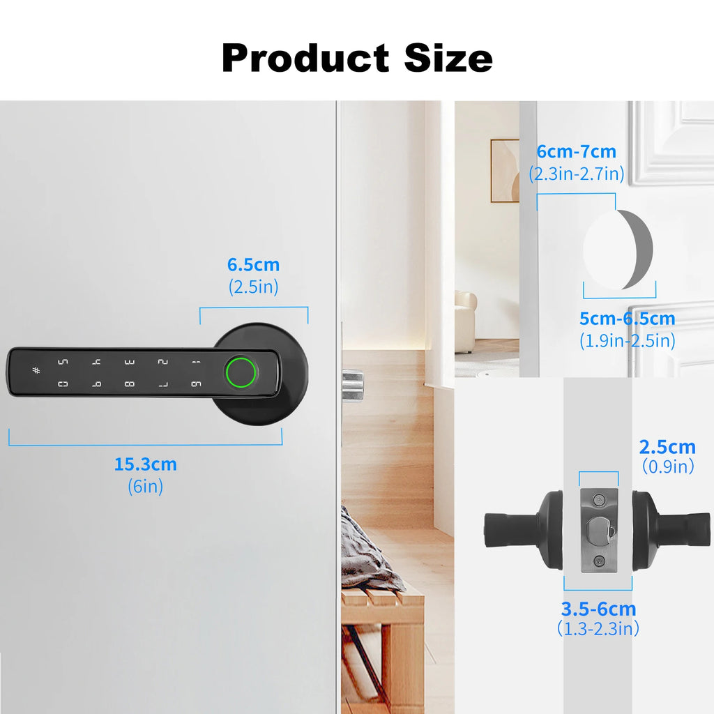 Tuya Bluetooth Fingerprint Electronic Door Handle Lock Smart Lock System Security Protection Smart Home Devices