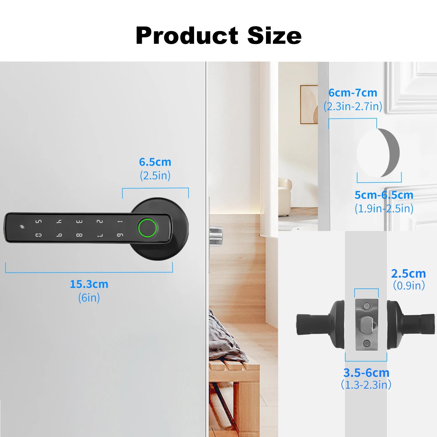 Tuya Bluetooth Fingerprint Electronic Door Handle Lock Smart Lock System Security Protection Smart Home Devices