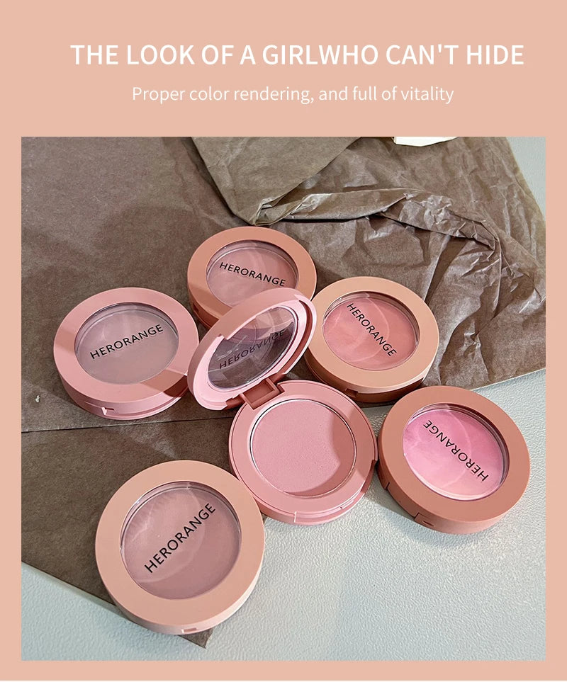 Tidesmit Herorange HR402 monochrome matte blush in Peach Orange shade swatch texture close-up for natural face makeup