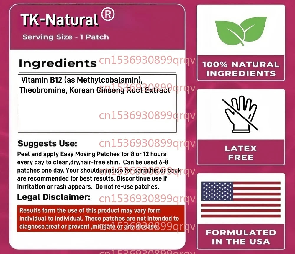 Tidesmit 30 Energy Boost Transdermal Patches with Vitamin B12 and Ginseng for physical and mental energy support.