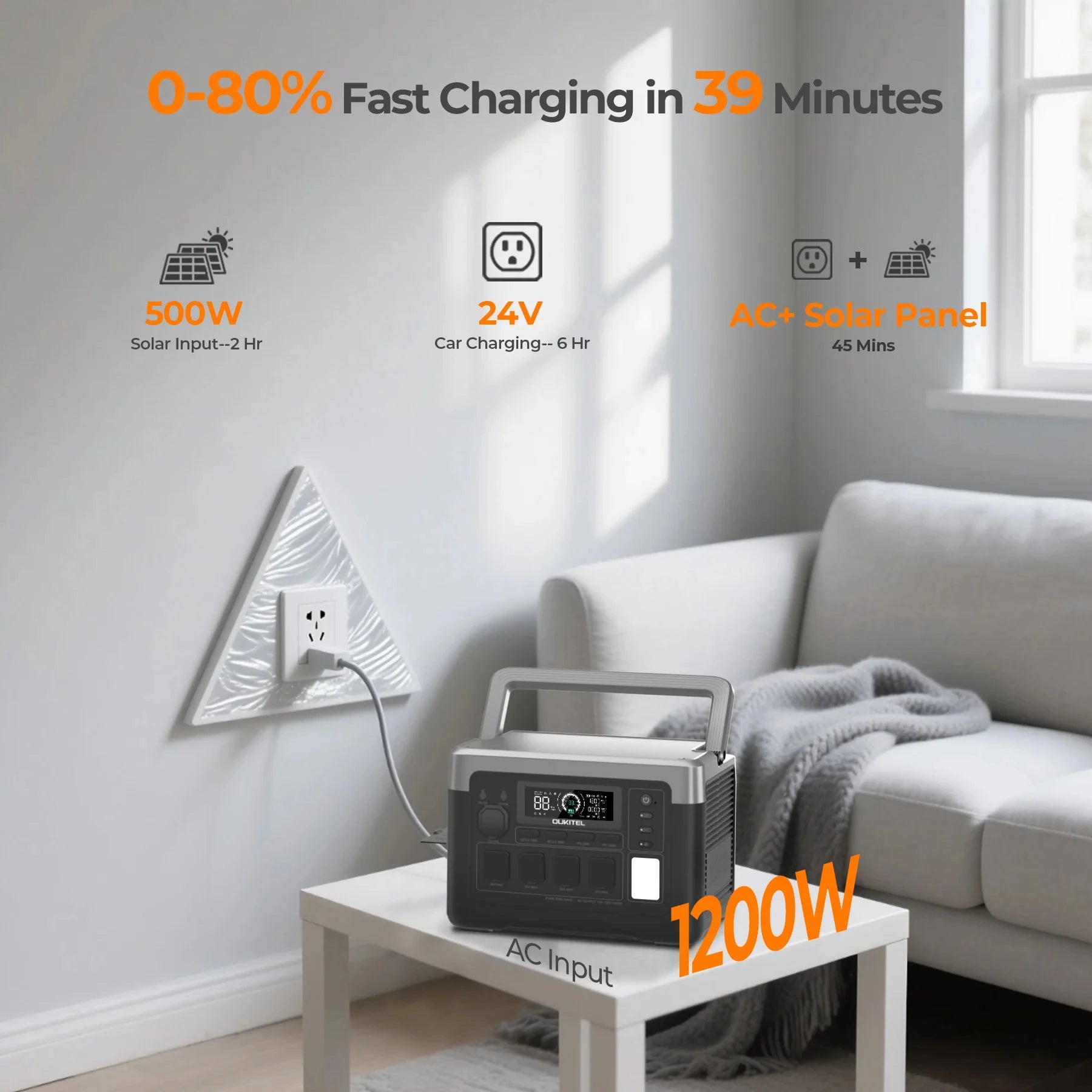 OUKITEL P1000 PLUS Portable Power Station 1800W 1024Wh Solar Generator with LiFePO4 Battery Fast Charging Smart App Control