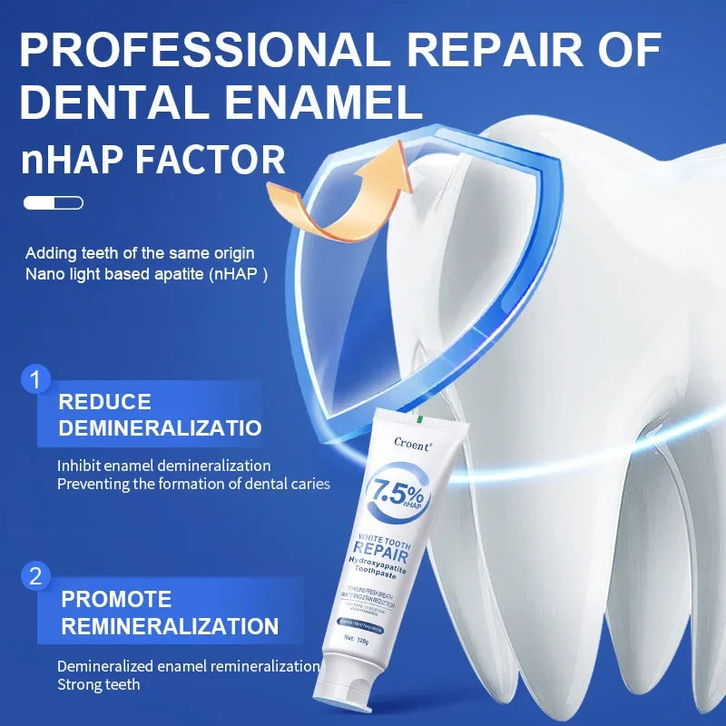 Tidesmit 120g Hydroxyapatite whitening toothpaste for plaque removal, gum health, and stain-free bright teeth.