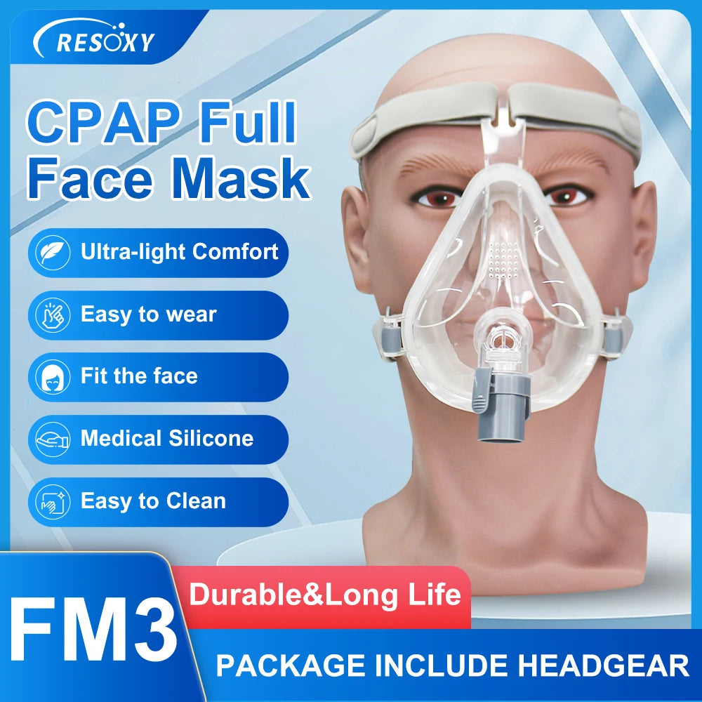 CPAP Full Face Mask with Medical Silicon Cushions for Auto BiPAP CPAP Machine Mouth Nasal Mask for Sleep Apnea Anti Snoring