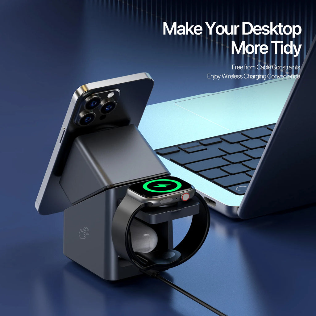 4 in 1 Magnetic Wireless Charger - Qi Certified Fast Charging Station Tidesmit