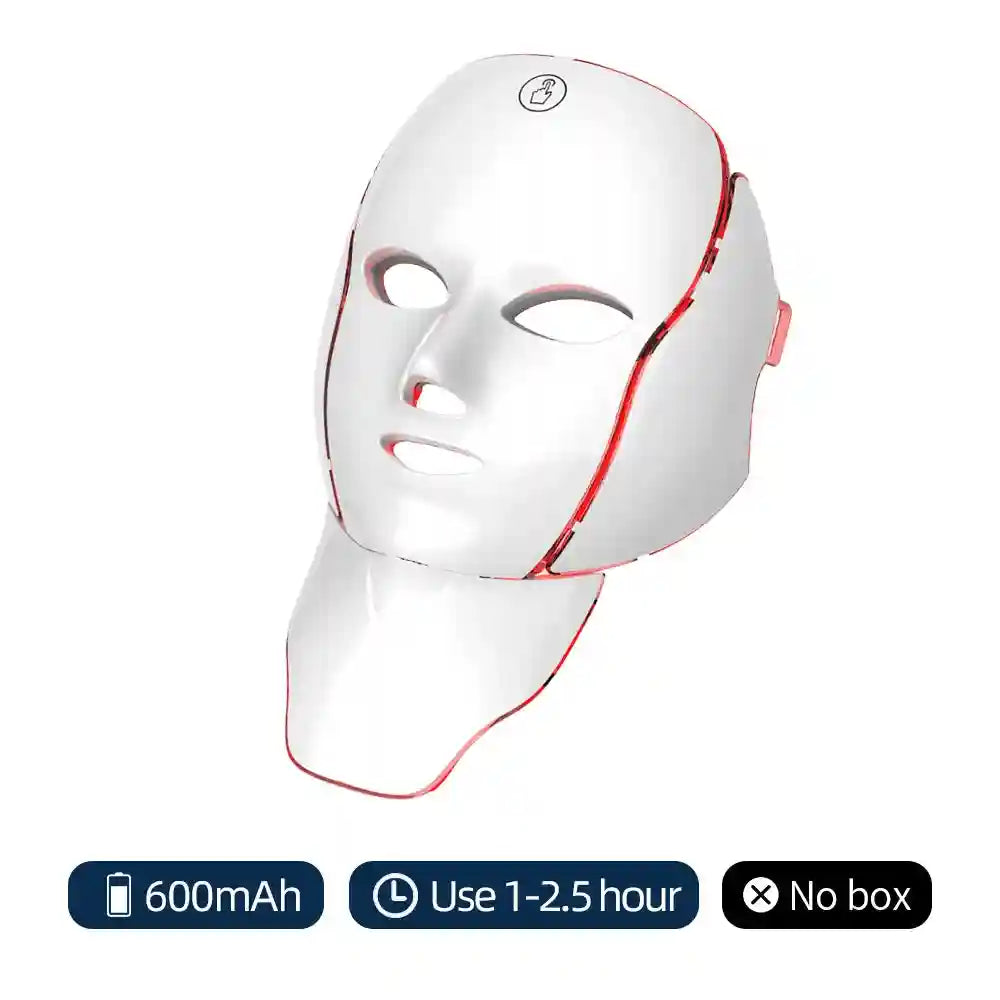 7 Color LED Facial Mask with Neck Light for Skin Rejuvenation Therapy Massage Cushion No box USB Tidesmit