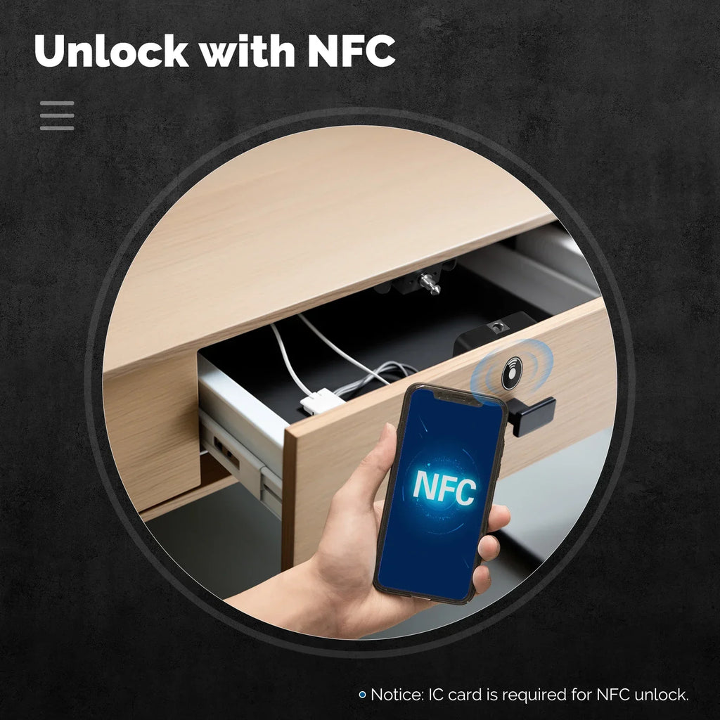 MOES Smart Bluetooth Drawer Lock Tuya App Remote Control Keyless IC Card Hidden Security Furniture Lock for Wood Cabinet Locker