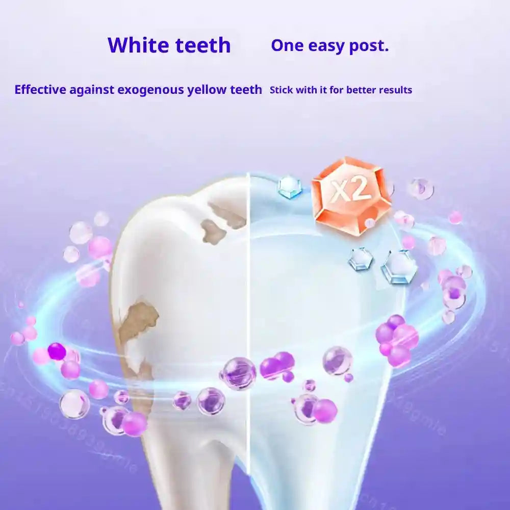 Tidesmit purple teeth whitening strips for sensitive teeth and instant color correction for a brighter smile.