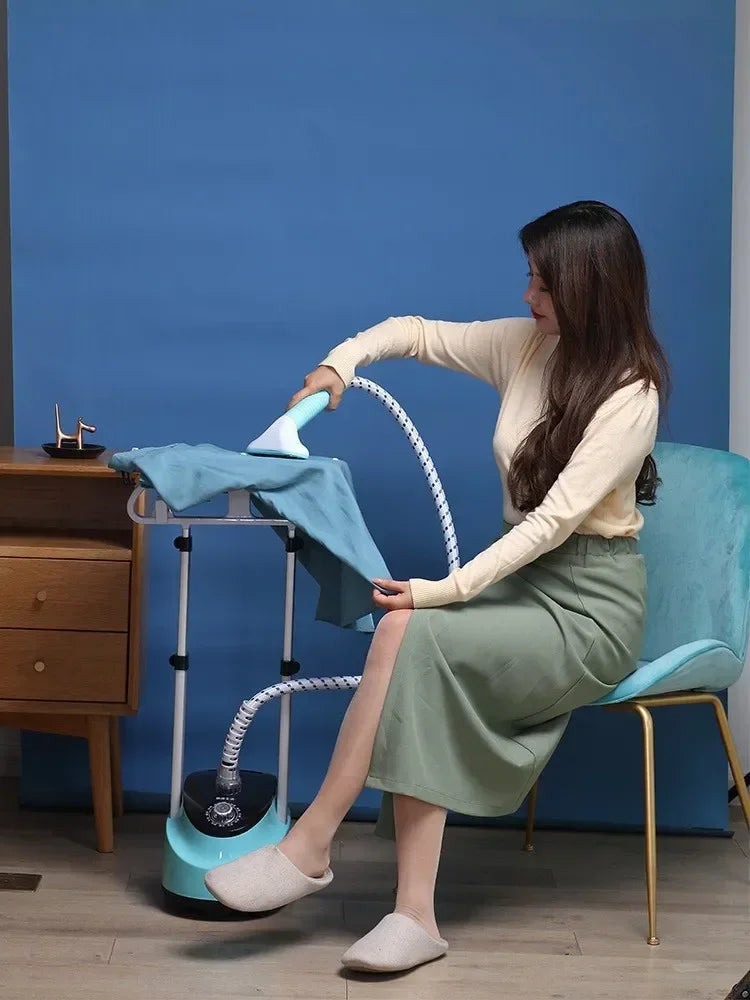 Tidesmit portable double rod vertical garment steamer with fast-heat steam technology and ironing board for clothes