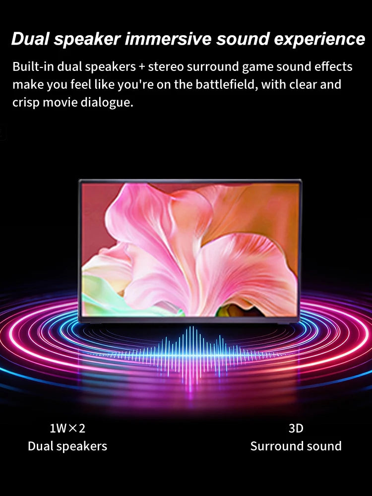16" 2.5K 165hz 144hz Portable Monitor 1920*1200 16:10 100%sRGB 450Cd/m² Travel Gaming Display for Laptop Switch ps4 ps5 Xbox
