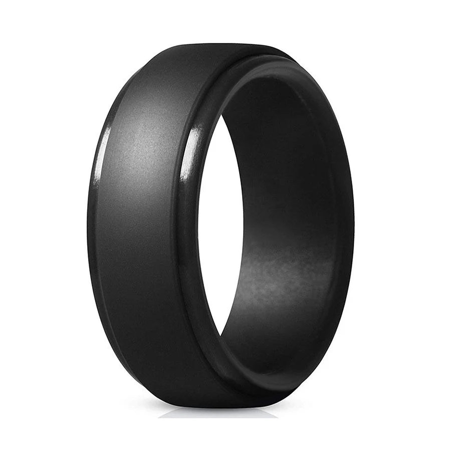 Silicone Wedding Bands for Men - 8mm Breathable Rubber Ring Set Tidesmit