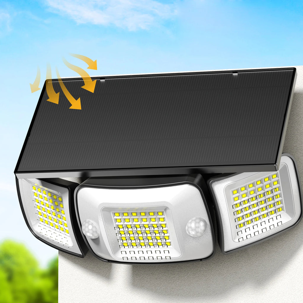 Intelamp Outdoor Solar Lights 4000mAh Battery With Two Motion Sensor 1200LM Bright IP65 Wall Lamp For Garden Yard Path Garage