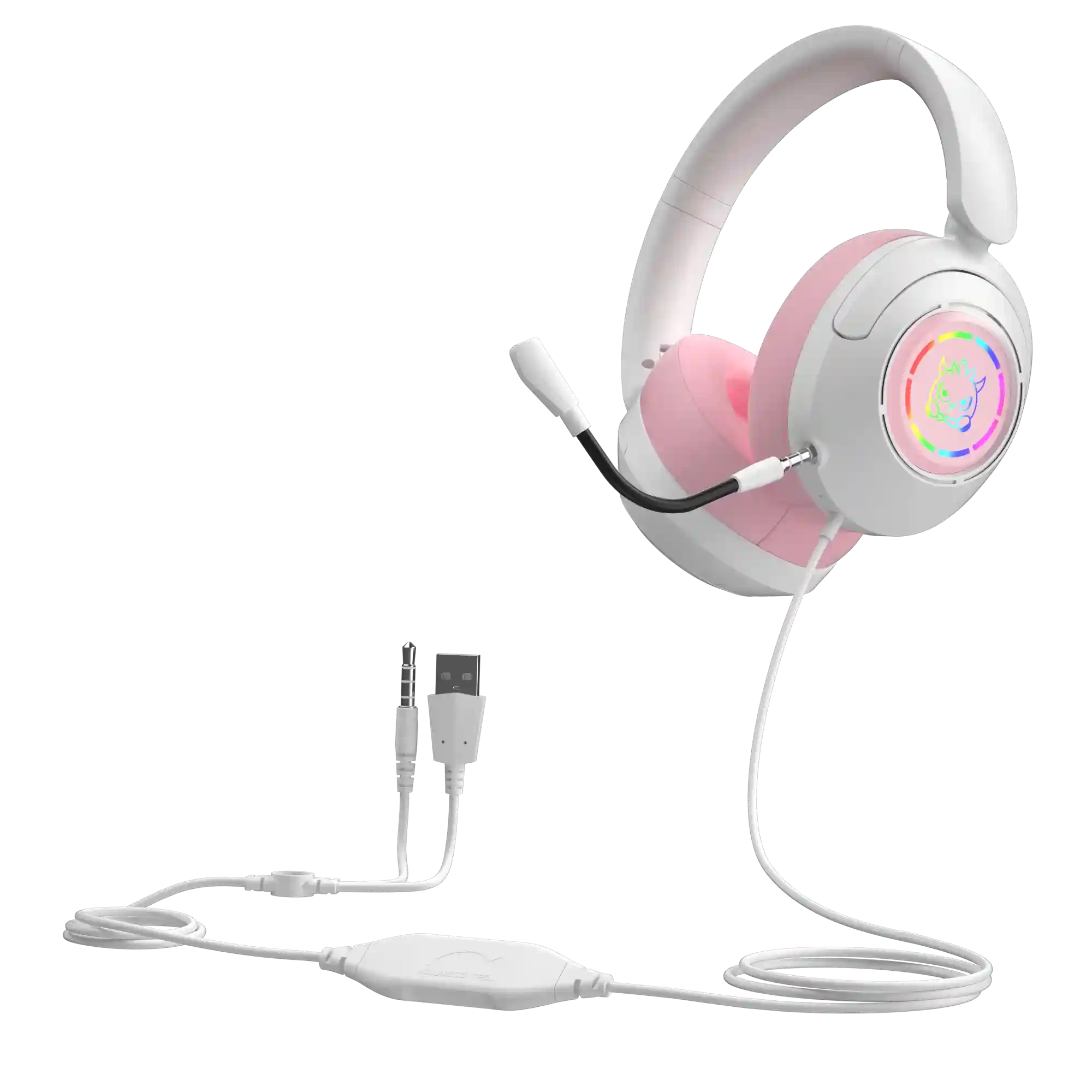 Wired Gaming Headset with Noise Cancelling Mic - Over-Ear Design WHITE Tidesmit