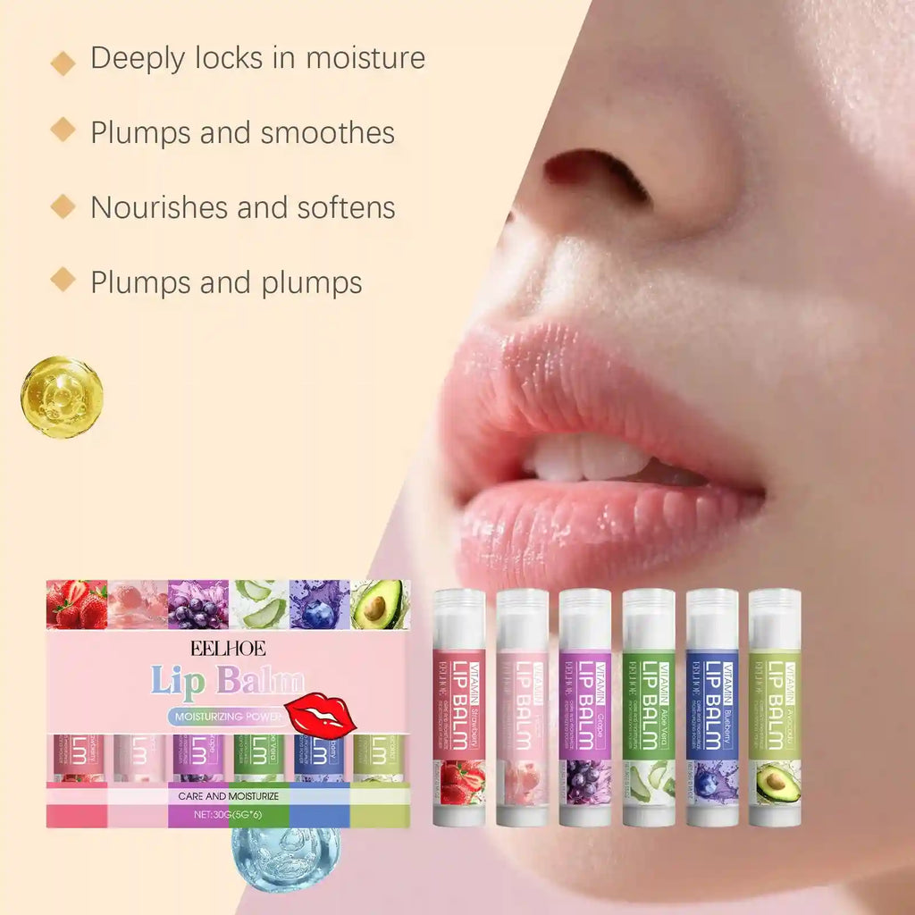 Moisturizing Lip Balm Set – 6 Piece Hydrating Kit for Dry Lips Lip Care Tidesmit