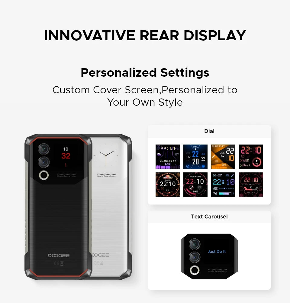 DOOGEE Blade10 Max Rugged Phone 6.56" 90Hz IPS Display 8GB 256GB 1.54" Rear Display 50MP AI Main Camera 10300mAh Battery Phone