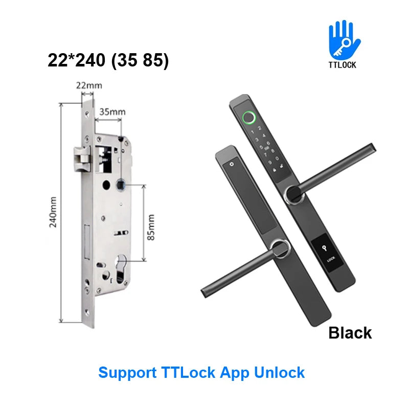 ZHDCOOKEY Biometric Digital Door Lock  Waterproof TTLock APP BLE Fingerprint RFID Card Password Aluminum Sliding Door Smart Lock